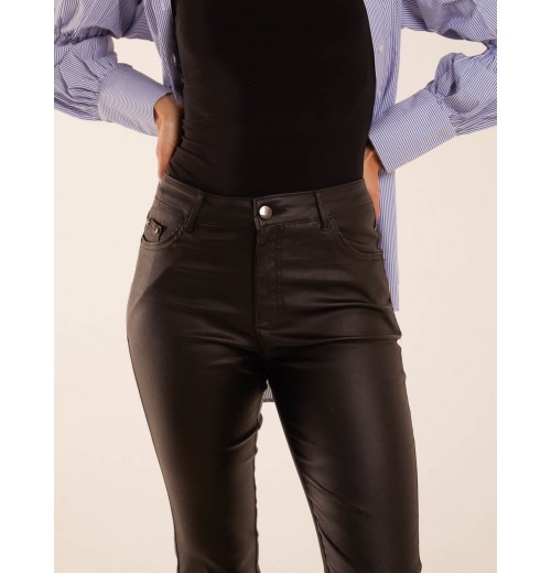 PU Mid Rise Coated Skinny Jeans