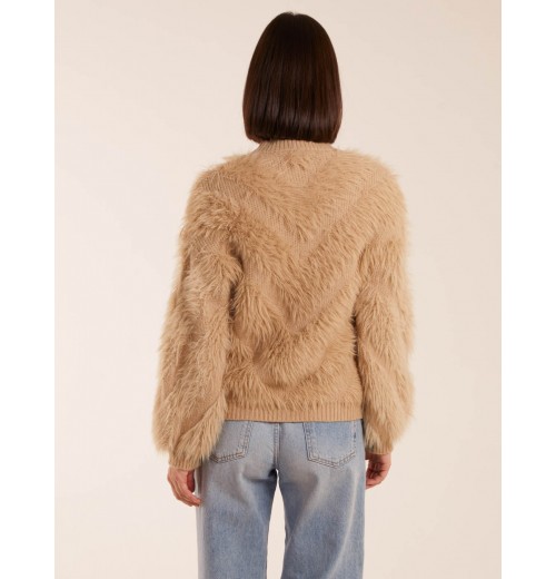 Fluffy Round Neck Cuff Sleeve Jumper