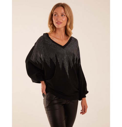 V Neck Diamante Jumper