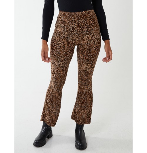 Leopard Print Flared Pants