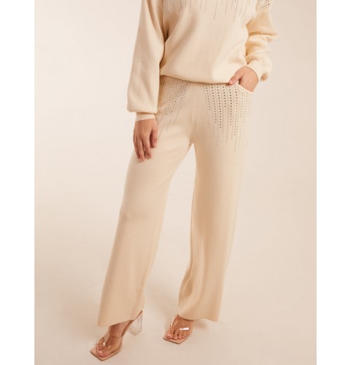 Diamante Knitted Flared Trousers